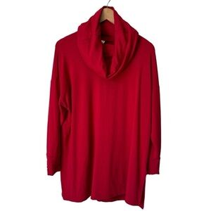 Gilmour Red Oversized Cowl Neck Bamboo Tunic Sweater Women's O/S